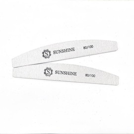 10pcs Halfmoon Nail Files - Professional Jumbo Nail Files for Acrylic, Gel, Dip Powder, and Poly Gel Nails - Color: 80/100