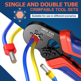 Ferrule Crimping Tool Kit, Preciva Upgrade Double & Single Ferrules Connectors of 1500PCS, Hexagonal Sawtooth Self-Adjustable Ratchet AWG23-10 (0.25-6mm²) Wire Terminals Crimper Kit