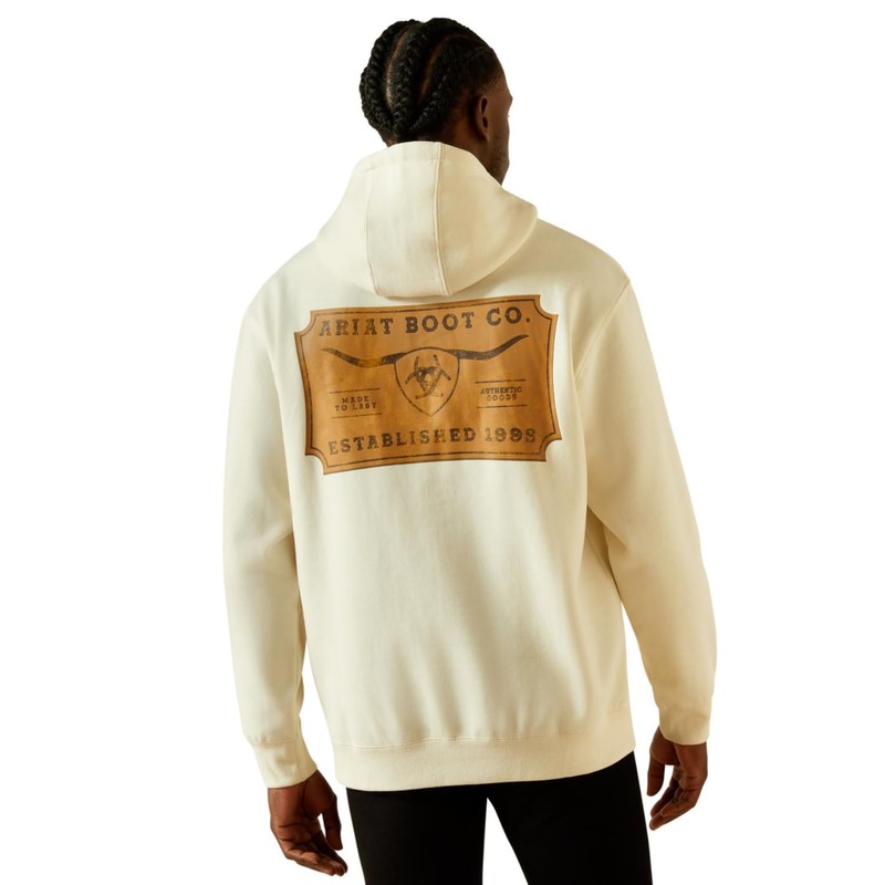 ARIAT Shield Steerhead Hoodie, Oatmeal, Large