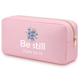 Heigebi Christian Gifts for Women Christian Inspirational Makeup Bag for Friends Sister BFF Religious Faith Decor Christian Quote Bible Verse Scripture Oxford Cloth Makeup Travel Zipper Pouch