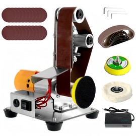 Mini Benchtop Belt Sander, Electric Knife Sharpener, Power Grinder Polisher Sander Sanding Machine for Woodworking Metal Working Knife Making 4000-9000RPM