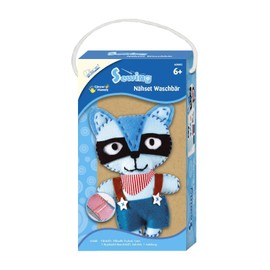 MAMMUT 160003 - Nähset, Tiermotiv, Waschbär, Komplettset mit vorgestanzten Filzstoffen, Füllwatte, Garn, Nadel, Zubehör und Anleitung, Bastelset für Kinder ab 6 Jahre