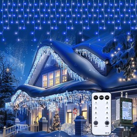 Minetom Icicle Lights for Outside, 100Ft 832 LED Christmas Lights with 156 Drops, Icicle Christmas Lights Outdoor with Remote and Timer, Outdoor Christmas Lights for House Roof, Blue and White