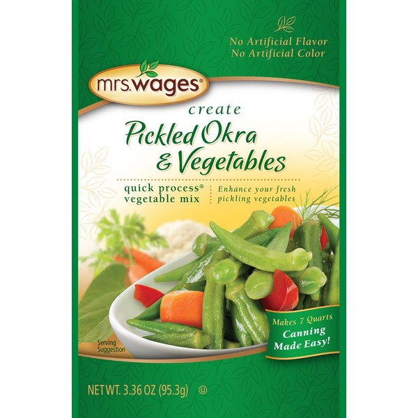 Mrs Wages Create Pickled Okra and Vegetables, 3.36 Ounce Quick Process Vegetable Pickling Mix