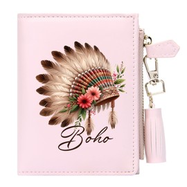 GEEAD Small Wallets for Women Slim Compact Bifold Card Holder Wallet with Zipper Keychain Coin Pocket