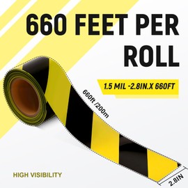 TopSoon Caution Tape Yellow and Black Striped 2.8-Inch by 660-Feet, Do Not Enter Barricade Tape, Premium Construction Zone Tape, Weatherproof Safety Barrier Tape