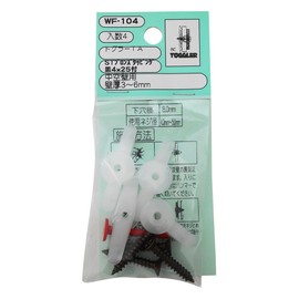 Wake Sangyo WF-104 WF-104 Toggler TA for Hollow Walls Wall Thickness 0.1 - 0.2 inches (3 - 6 mm) with Tapping Dish GL Construction Plaster Anchor
