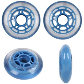 Player's Choice Roller Hockey Wheels Indoor 72mm 78A Soft Inline Skate Clear/Blue 4 Pack