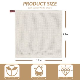 Niallant 12 Pack Cotton Kitchen Towels, Soft & Absorbent Dish Rags, 12x12 Inch