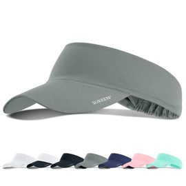Sukeen - Visera elástica y refrescante, tamaño última intervensión, con protección UV, visera de pico para golf, tenis, ciclismo, correr, Gris-oscuro, Medium-Large