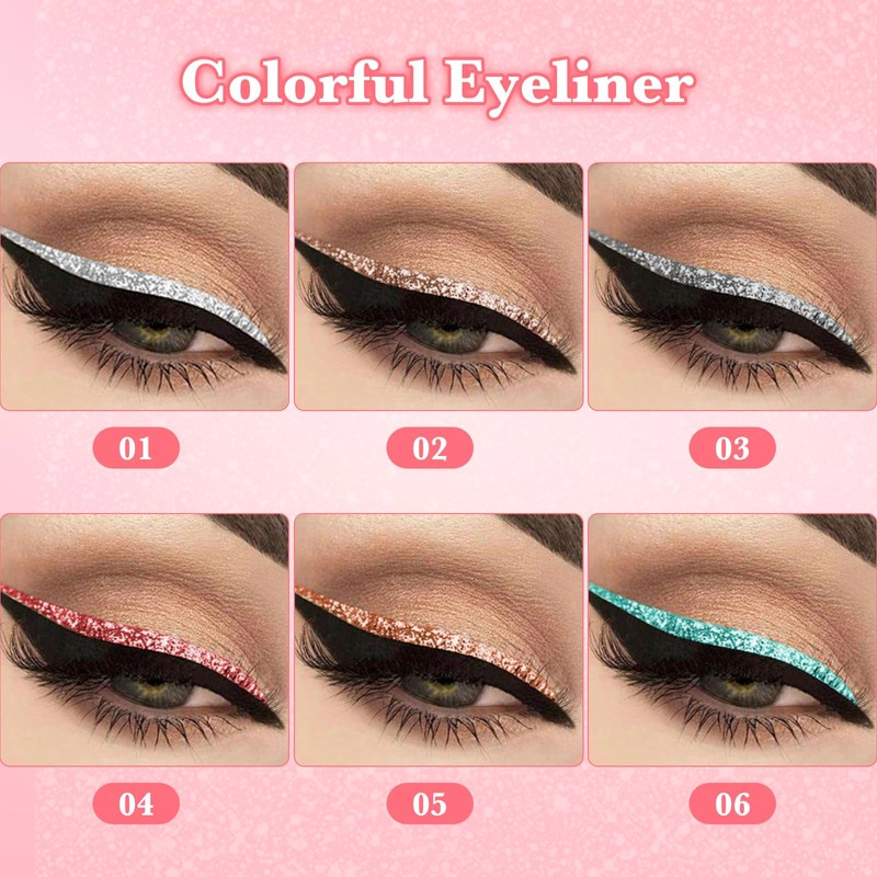 Vawolecy Flash Color Eyeliner, 2 in 1 Liquid Eyeliner Eyeshadow