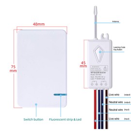 KCMYTONER Wireless Lights Switch Kit, No Wiring, Lights Switch Receiver Remote Control House Lighting Appliances, Compatible with Alexa Google Home WiFi & RF Remote Control Light Ceiling Fan 1-Way