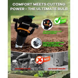 gardmate Bulb Planter Tool - One-Touch Automatic Bulb Planter for Bulbs, Seeds & Seedlings - 5" Depth Stainless Steel Garden Bulbs Dibber with Ergonomic Handle - No Bend Planting, Includes Gloves