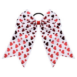 Bowknot Hair Elastic 8" Large Cheer Hair Bows Heart Pattern Hair Ponytail Holder for Women Girls Cheerleading Hair Bow Ties Hair Ribbon Bands for Kids