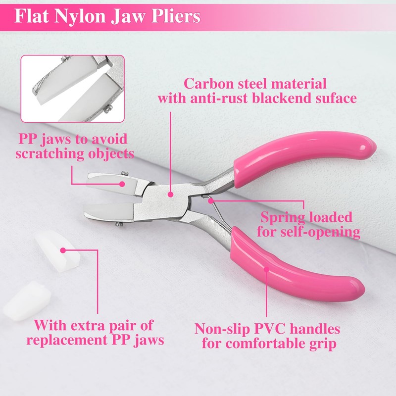 LEONTOOL Mini Flat Nose Pliers for Jewelry Making with 2