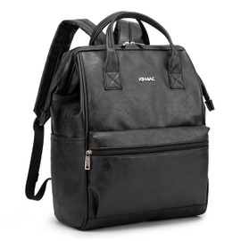 Kinmac Laptop Backpack for Women and Men, Large Capacity Travel Backpack for 15.6 inch Laptop Computer (Black PU)