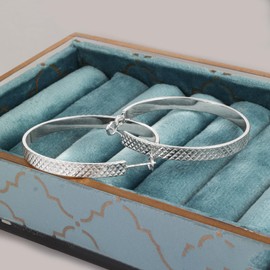 Silver Large Hoop Earring For Women, Sterling Silver Large Hoop Earrings, Bling Big Lightweight Wide Flat Hoop Earrings 50mm Hypoallergenic 925 Sterling SilverLarge Hoop Earrings for Women