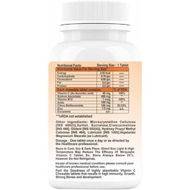 SENTA SENTA Mirayaahs Vitamin C, B12 and Zinc Supplements for Immunity Antioxidant Skincare Booster Sugar Free Chewable Tablets for Men Women Kids � 60 (Orange Flavor)