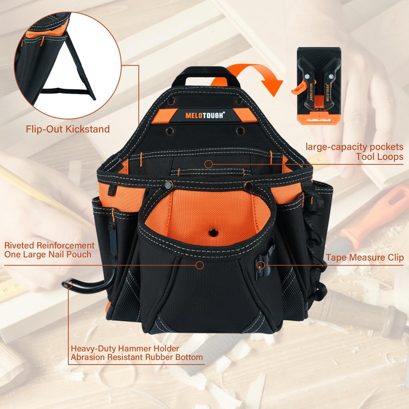 MELOTOUGH Contractor Pouch Electrician Tool Pouch Nail Screw Work Framer