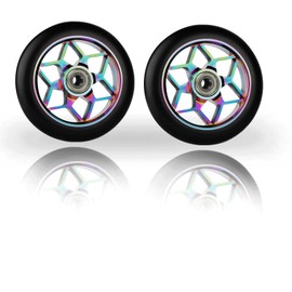 MaxEarn 2Pcs Scooter Replacement Wheels 110mm, Colorful Stunt Scooter Wheels with ABEC-9 Bearings, Hardness 88A Scooter Wheels for Stunt and Kick Scooters Apollo/Cox/Albott/Hudora/Fuzion