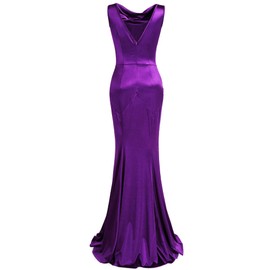 MUXXN Women's 30s Brief Elegant Bridesmaid Mermaid Evening Dress (S, Purple)