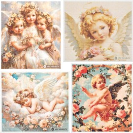 YAY NOVELTY 12 Pack German Swedish DishCloths, Paper Towels Alternative - Washable, Eco-Friendly Cellulose Sponge Dish Cloths, Reusable Cleaning Cloths - Kitchen Essentials - Angel