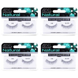 Ardell Natural Lashes 110 - Black, False Eyelashes, Soft & Lightweight, Reusable Strip Lashes for Everyday Wear, 4 Pack