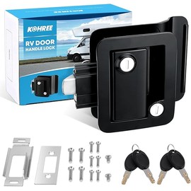 Kohree USA RV Door Lock Replacement, Full Zinc Alloy Build RV Door Lock with Paddle Deadbolt, Camper Door Handle for Travel Trailer, Horse Trailer, Cargo, Black