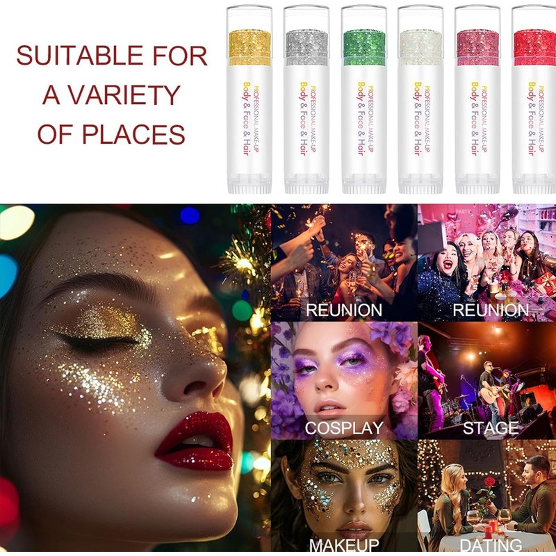 Stick De Purpurina Para El Rostro Gel Reluciente De Colores