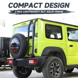 Artudatech Car Aluminum Car Rear Tail Door Ladder Climbing Black Fits for Suzuki Jimny 2019 2020 2021 2022+