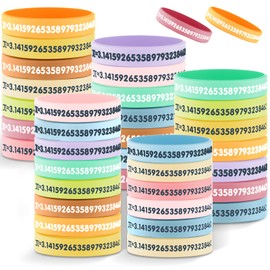 Roowest Roowest 36 Pcs Pi Day Wristbands 3.14 Fun Pi Day Bracelet Gifts for Student Bulk from Teacher Rubber Bracelet Science Irrational Number Prize Math Party Favors Classroom Decorations(Pastel Color)