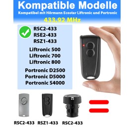 Selridasia Garage Door Remote Control for Hörmann EcoStar RSC2-433 RSE2-433, Garage Door Operator Remote Control for Hörmann EcoStar Liftronic 500 700 800 and Portronic D2500 D5000 S4000 Pack of 2
