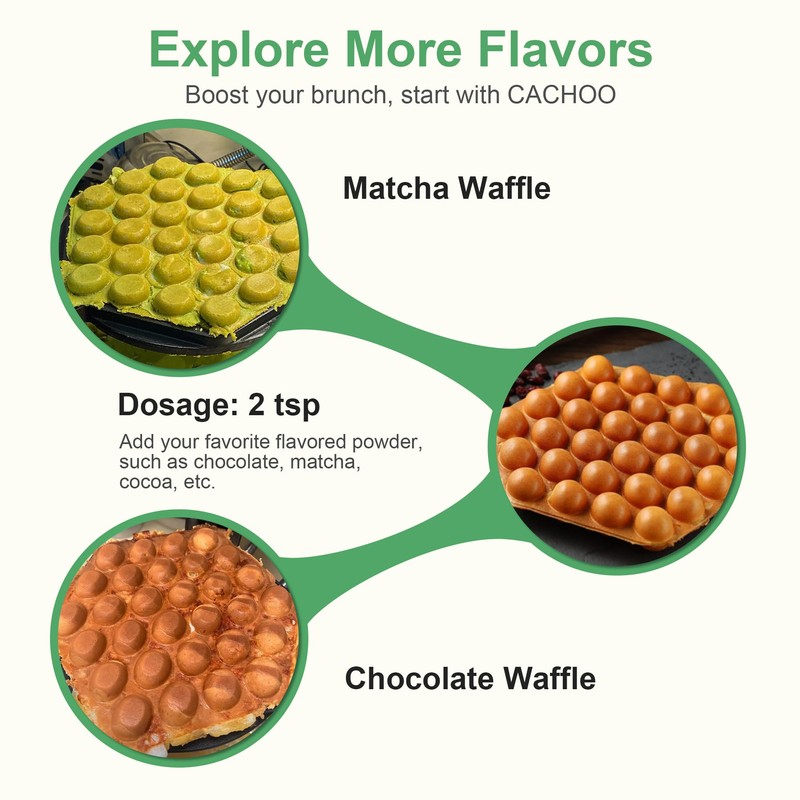 Bubble Waffle Maker, 1000W 7" Non-Stick Griddle, Hong Kong Egg