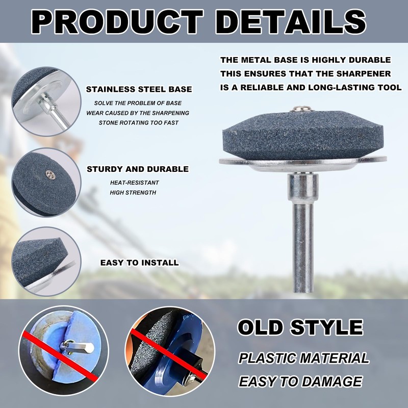 lasuroa 4pcs Lawn Mower Blade Sharpeners, Lawn Tool Sharpener Kit