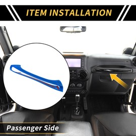 REPAIROCK 1 Pcs Glove Box Handle Switch Cover Trim for Jeep Wrangler JK 2 Door 4 Door 2011-2017 Passenger Storage Grab Handle Button Trim ABS Blue