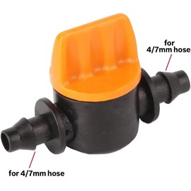 Shut-off Valve with Barbed Drip Irrigation Ball Valve Hose Coupling Valve for Gardens Agricultural and Drip Irrigation Systems, Pack of 20, for 1/4 Inch Pipe with 4 mm ID and 7 mm AD