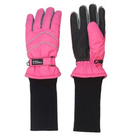 SnowStoppers Kid's Waterproof Long Cuff Winter Gloves (Fuchsia, Small)