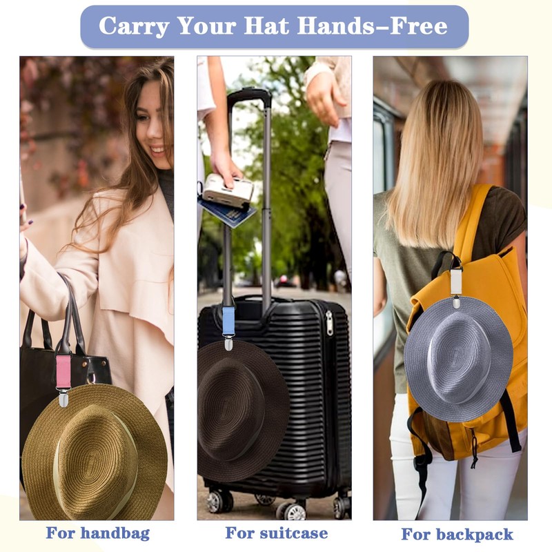 Mabor 4Pcs Hat Clip for Travel on Bag, Elastic Hat