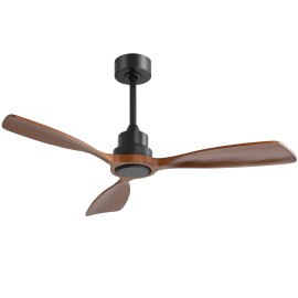 USA  48 Inch 3 Blade Wood Ceiling Fan Home Smart Ceiling Fan Without Light and Remote Controlcolor: Black, plug type: US, voltage (v): 110-220V