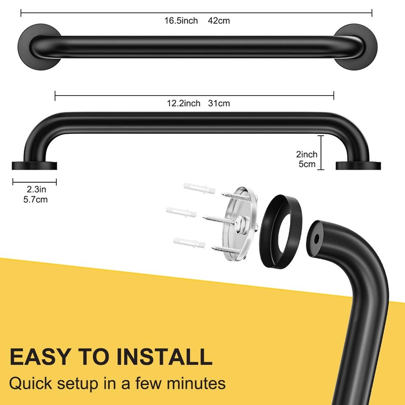 FANHAO 2 Pack Shower Grab Bar, 16 Inch Stainless Steel