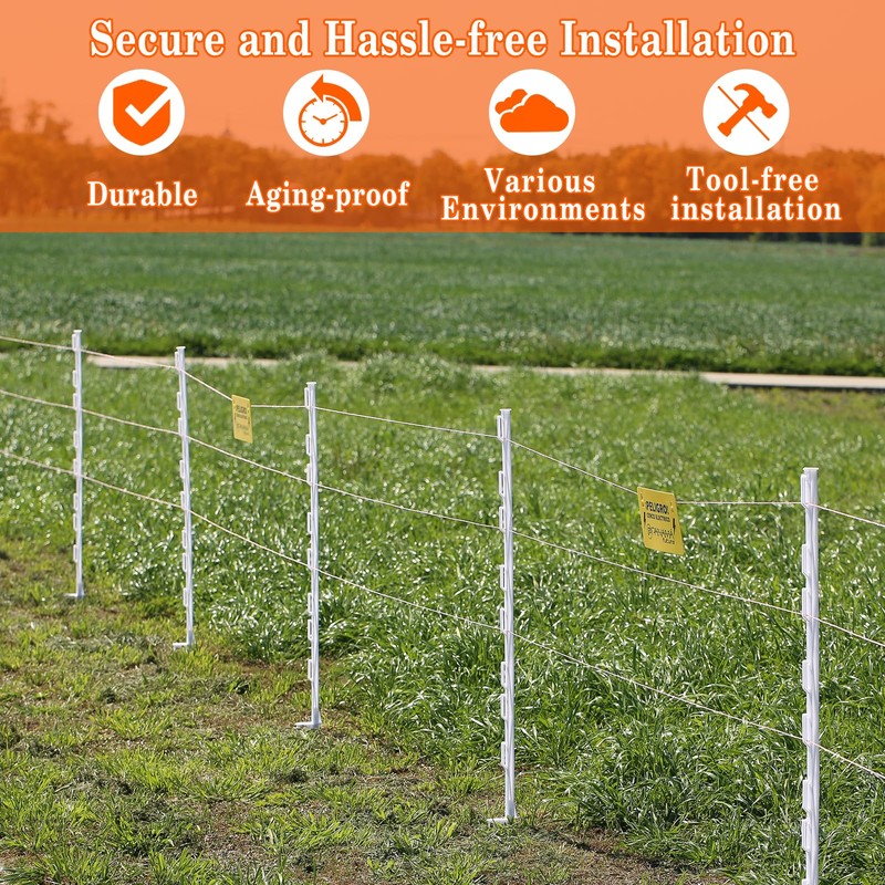 Zoiut 25 Pack Electric Fence Posts,48 Inch/4FT Step-in Plastic Posts
