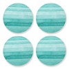 Qilmy Teal Turquoise Wood Cork Coasters for Drinks 4 Pieces