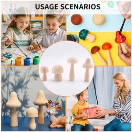 Yocdunm 10 Pieces Big Sizes Unfinished Wooden Mushroom Unpainted Wooden Mushroom for Arts and Crafts Projects Decoration