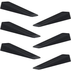 AFFIXERS Pack of 6 Door Stoppers for Floor Anti-Skid, Durable, and Heavy Duty Rubber Door Stops | Ideal for All Types of Surfaces Black Door Wedges Indoors