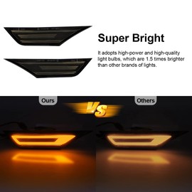 Aexploer LED Side Marker Lights Compatible with Civic 2016 2017 2018 2019 2020 2021 & 10TH Gen & Type R Turn Signal + Position Lights(Dynmaic Sequential Blink Smoked Lens Yellow+White Lights)