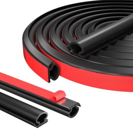 Weather Stripping Door Seal Self Adhesive Door Weather Stripping Seal Strip for Exterior Front Doors Frame Window Seal Soundproofing Insulation Noise Reduction (2/5" W x 1/4" T×17FT(L), Black)