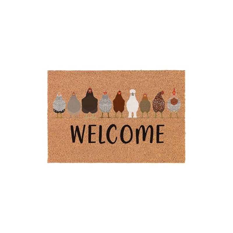 Welcome Doormat Coco Coir Door Mat Gift Welcome Chickens Farm