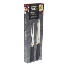 Taylor's Eye Witness Brooklyn Brass Carving Set 2 Piece Knife Fork