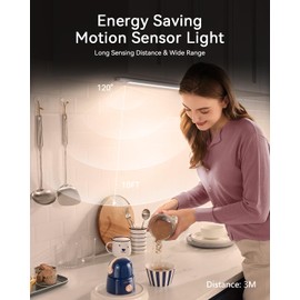 FLOWood Wardrobe Lighting with Motion Sensor 24 cm, 3 Colour Modes, Dimmable, Wardrobe