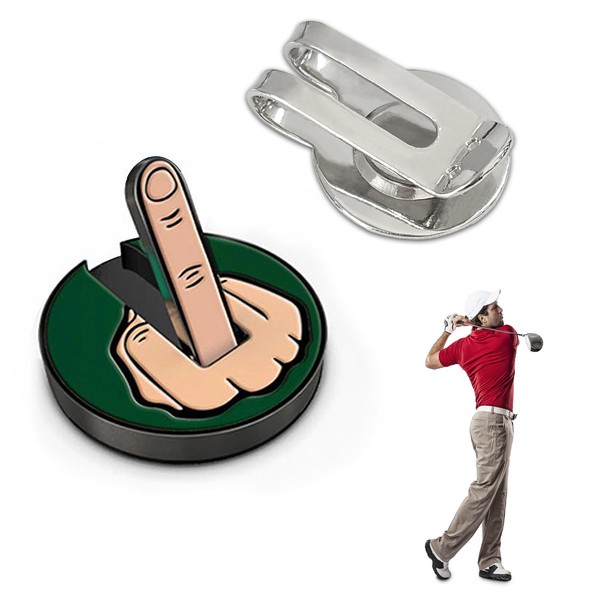 newhsy Magnetic Golf Ball Markers Hat Clip -Finger Salute- Funny Golf Ball Marker Golf Gift for Men Dad Husband Boyfriend Golfer Essential Accessory Present for Golfer